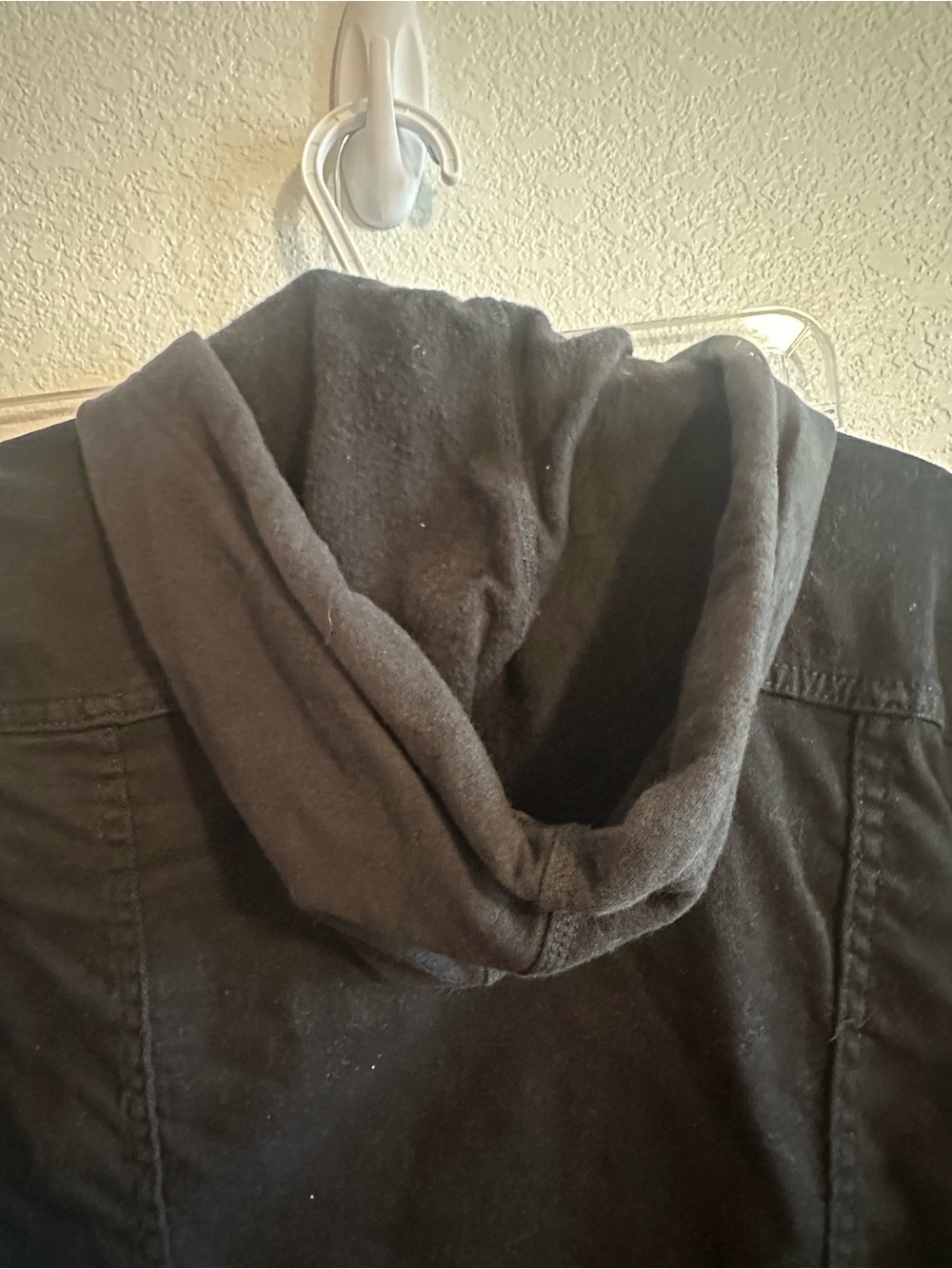 Black Hooded Jacket - Women's Casual Button-Up jacket - Picture 5 of 5